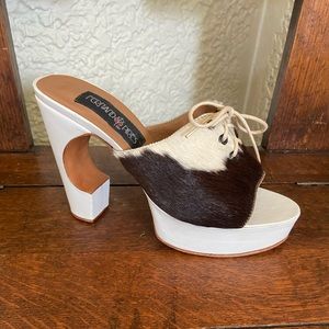 HAND MADE Leather Cow Hide Platform Sandals